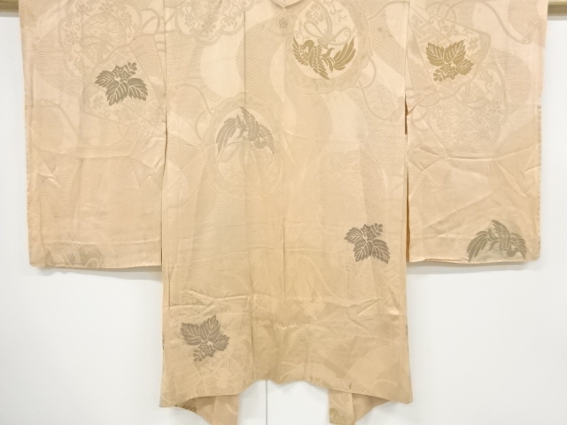 アンティーク　紋錦紗鶴に桐模様織り出し漆一つ紋羽織